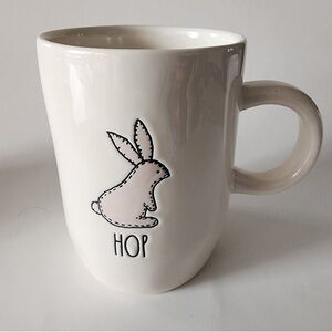 Rae Dunn HOP White and Pink Bunny Stitching Mug Coffee Cup Artisan Collection